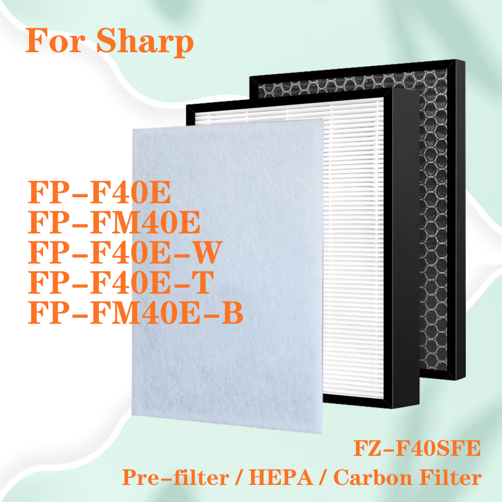 Cho sắc nét máy lọc không khí fp-f40e fp-fm40e fp-f40e-w fp-f40e-t fp-fm40e-b fz-f40sfe màng lọc hepa thay thế và than hoạt tính khử mùi lọc