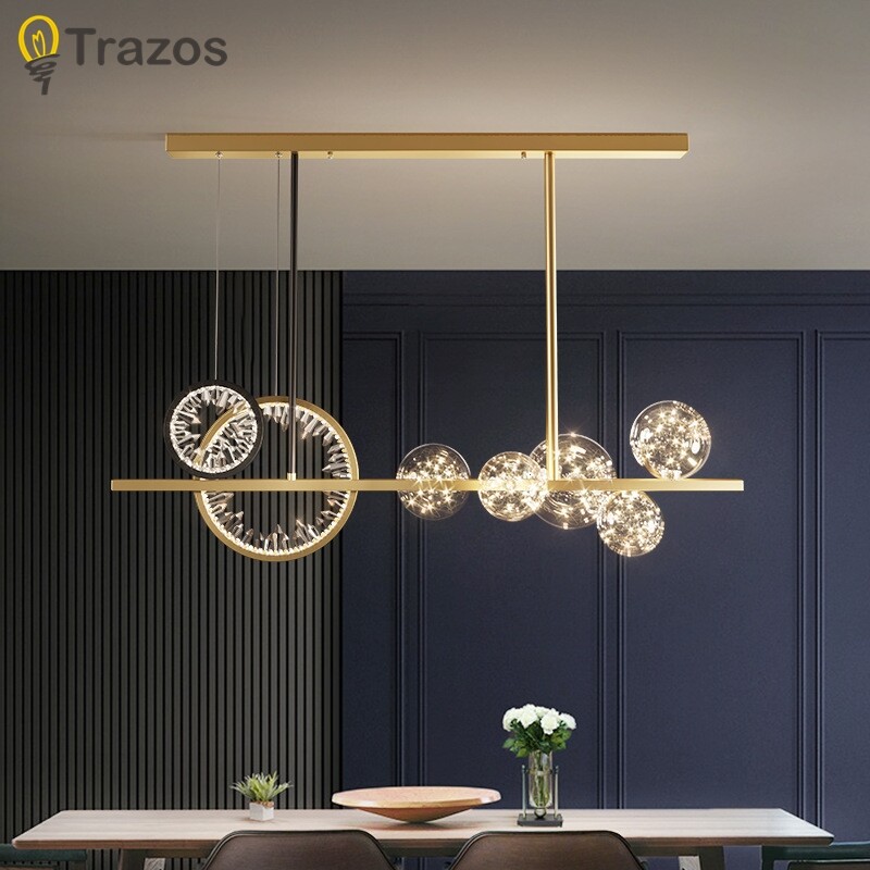 Modern Ceiling Lights Luxury Style LED Pendant Lamp For Dining Room Kitchen Living Room Bedroom Lamp Glass Ball Design Gold Chandelier Lights ราคา 7,302 บาท*ส่งฟรี