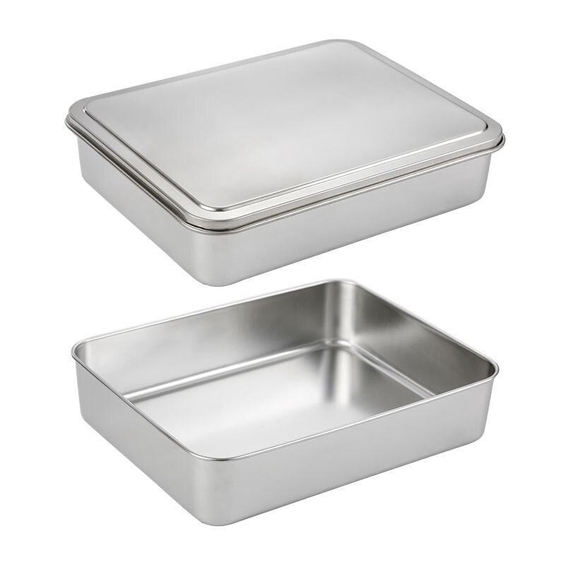 Gambar high quality Thickening duck neck ark 304 stainless steel plate lurou rectangle plate fast food cooked dishes narrow side tray cake pan