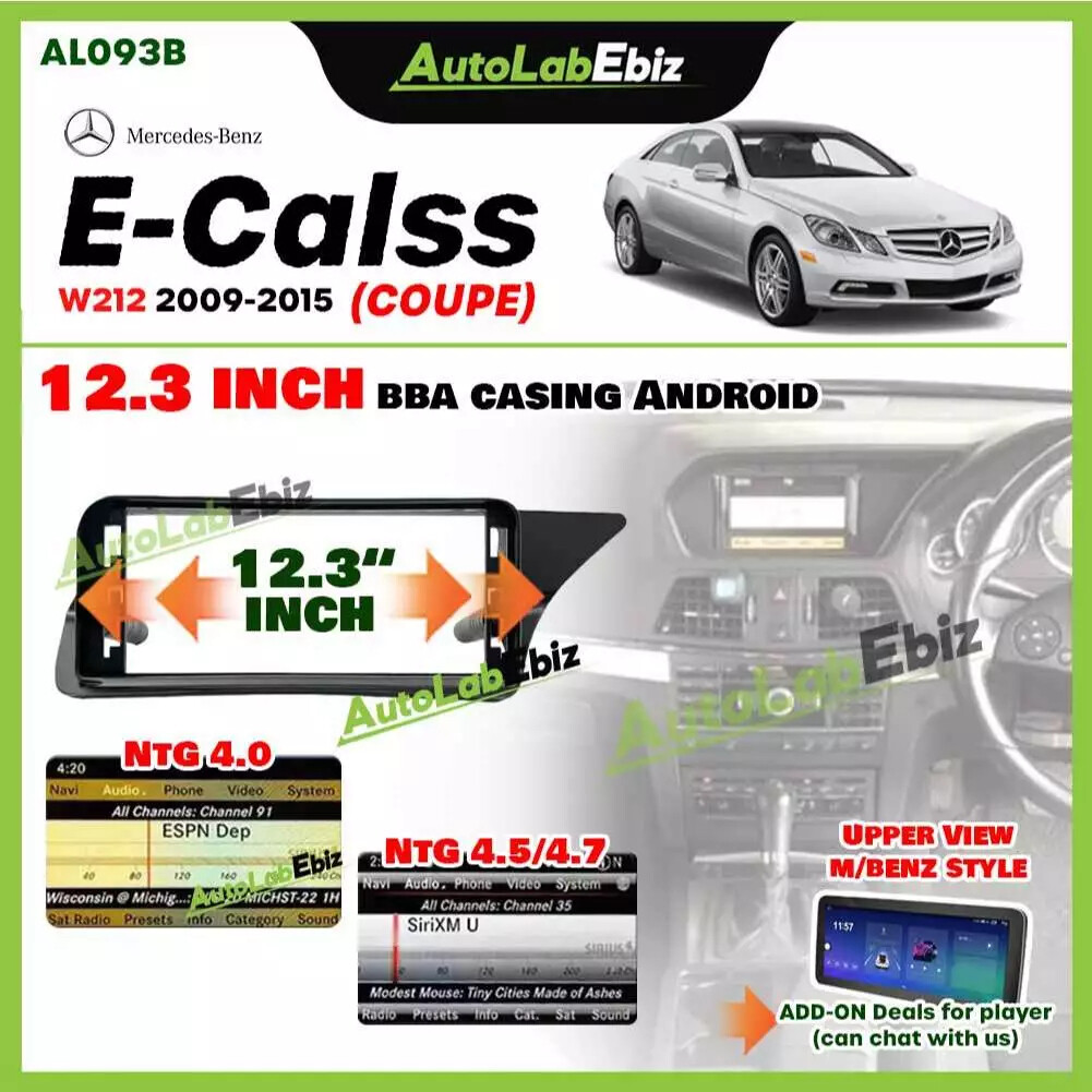 Mercedes Benz E-Class W212 Coupe 2009-2015 NTG 4.0/4.5 - 12.3 inch BBA Casing Android with socket canbus Harga 485 Ringgit*Penghantaran Percuma