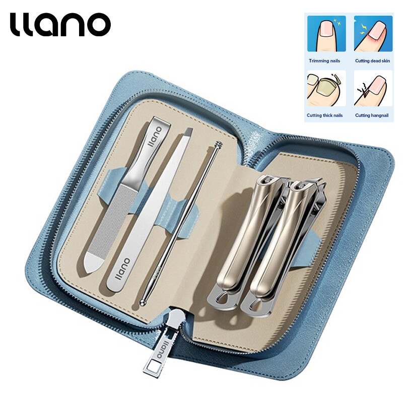 LLANO Bộ Làm Móng Tay Bộ 5 Trong 1 Đơn Giản Và Thiết Thực Bao Da Thép Không Gỉ Nail Cutter Dụng Cụ Chăm Sóc Cá Nhân