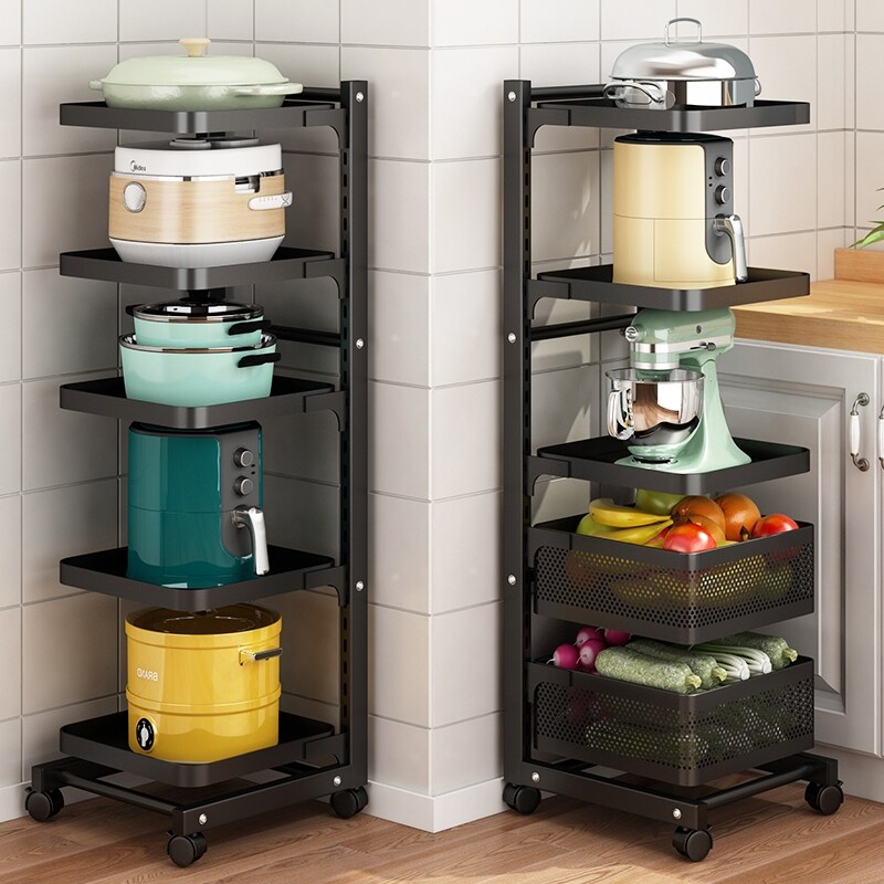 Gambar Caught between the kitchen pot with multilayer shelf home floor type multifunctional mobile put fruits and vegetables receive a shelf