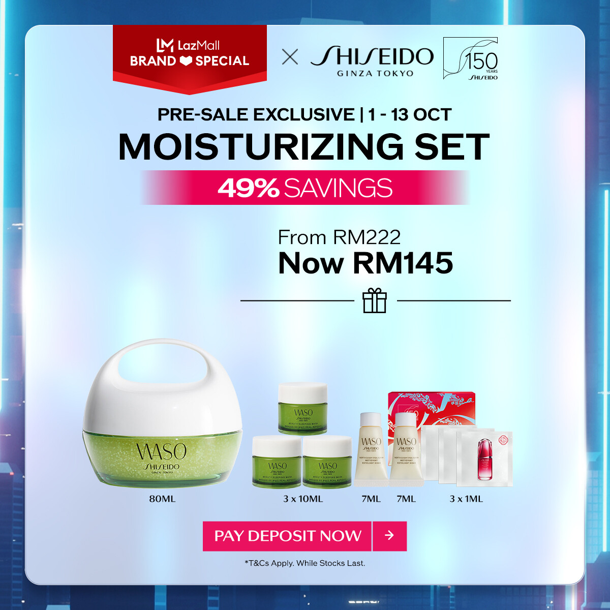 Gambar [150th Anniversary Pre Sale Exclusive | 1   13 Oct] Shiseido Waso Beauty Sleeping Mask 80ml Set RM145 (Worth RM222)