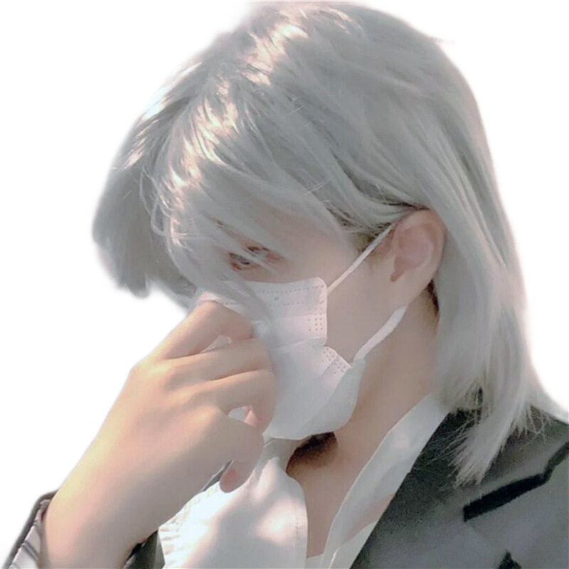 Tóc Giả Đuôi Sói Tóc Ngắn Đầu Đen Lưới Màu Đỏ Cho Nam Tóc Giả Biểu Diễn Unisex Nhật Bản Bộ Tóc Giảm Tuổi Tự Sướng Học Sinh Chất Lượng Cao Bền