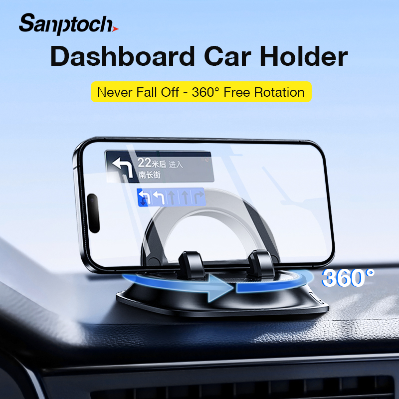 Sanptoch 360° Rotatable Car Phone Holder Adjustable Spring Dashboard Cell Phone Mount with Non-slip Silicone Compatible iPhone Samsung Xiaomi Huawei Smartphone Auto Lock Windshield Stand ราคา 172 บาท*ส่งฟรี