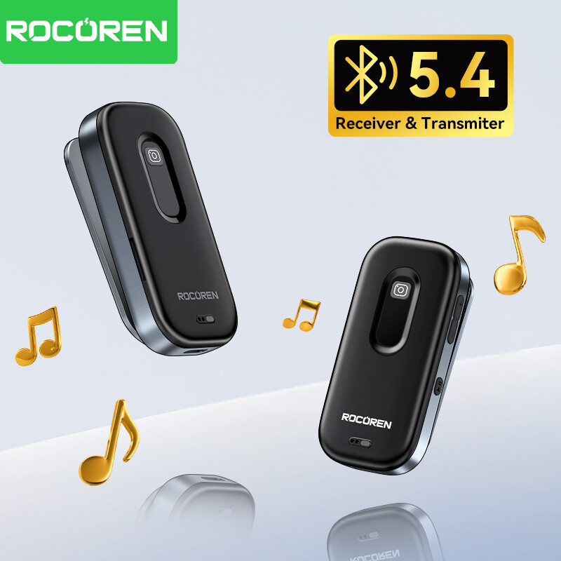Rocoren Bluetooth 5.4 Wireless Audio Receiver Lavalier With Bluetooth Camera Control Function Wireless Adapter 3.5MM AUX For Car Headphones MobiIe Phone Tablet Laptop ราคา 249 บาท*ส่งฟรี