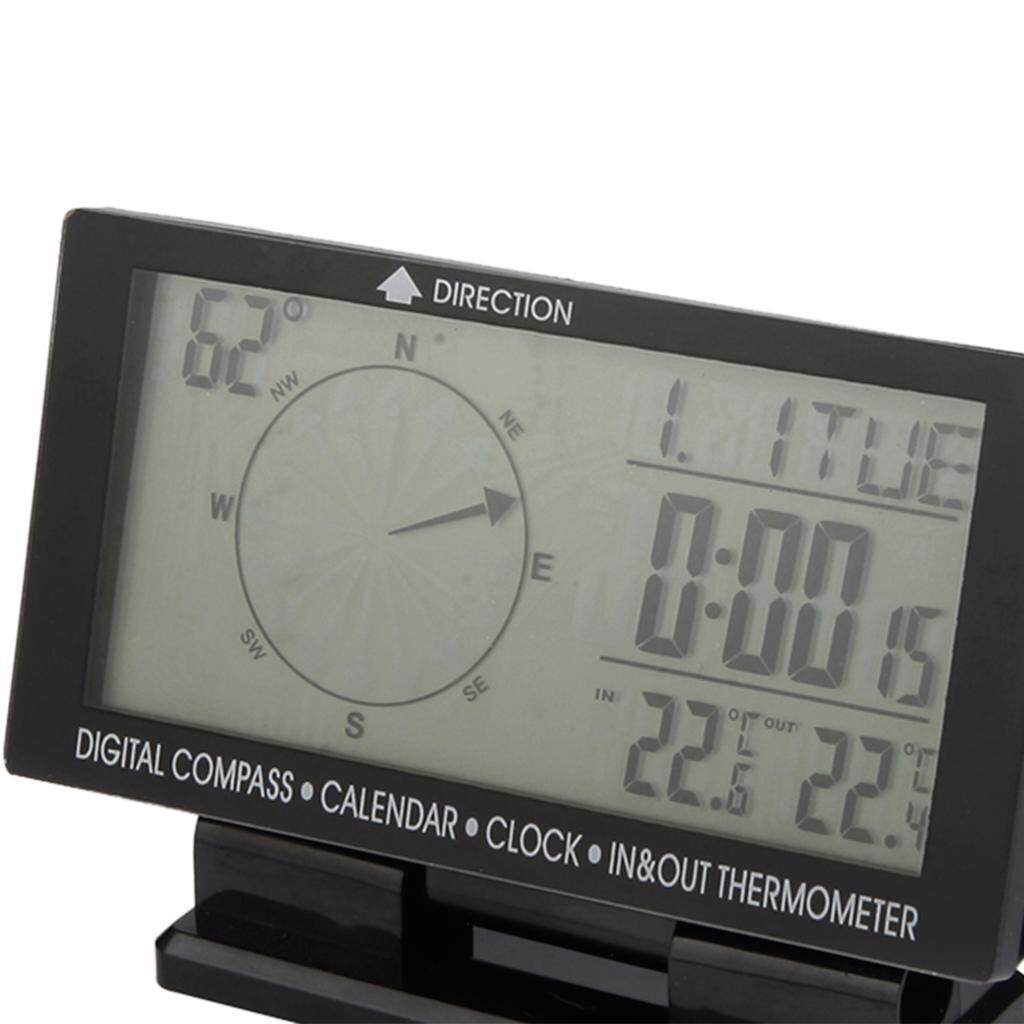Car Digital Compass With Clock In//Out Thermometer Calendar Function Luminous New