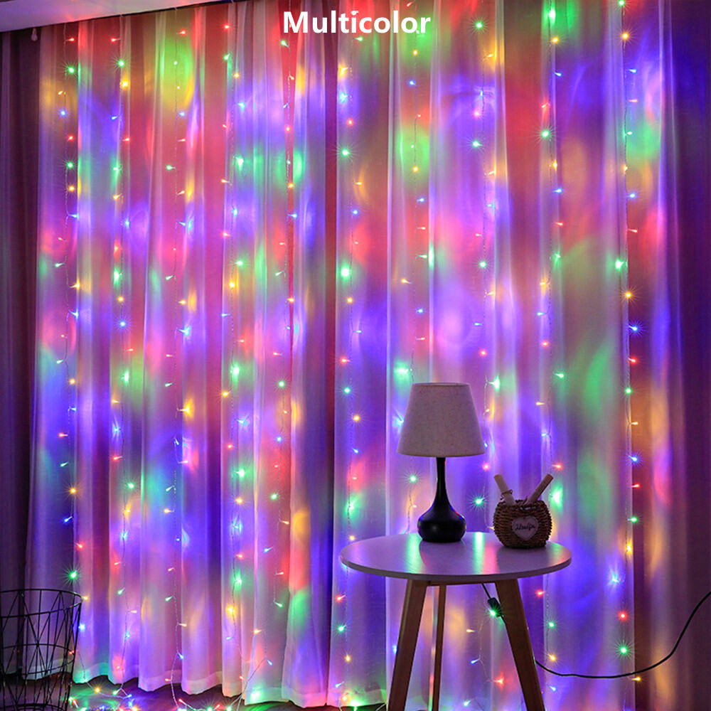 Đèn Rèm chủ đề giáng sinh 300led Đèn dây LED chống nước ngoài trời đèn cổ tích trang trí phòng sân vườn Xmas đèn ramadan