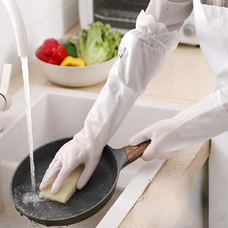 Long rubber gloves with non-slip elastic waterproof kitchen dishwashing