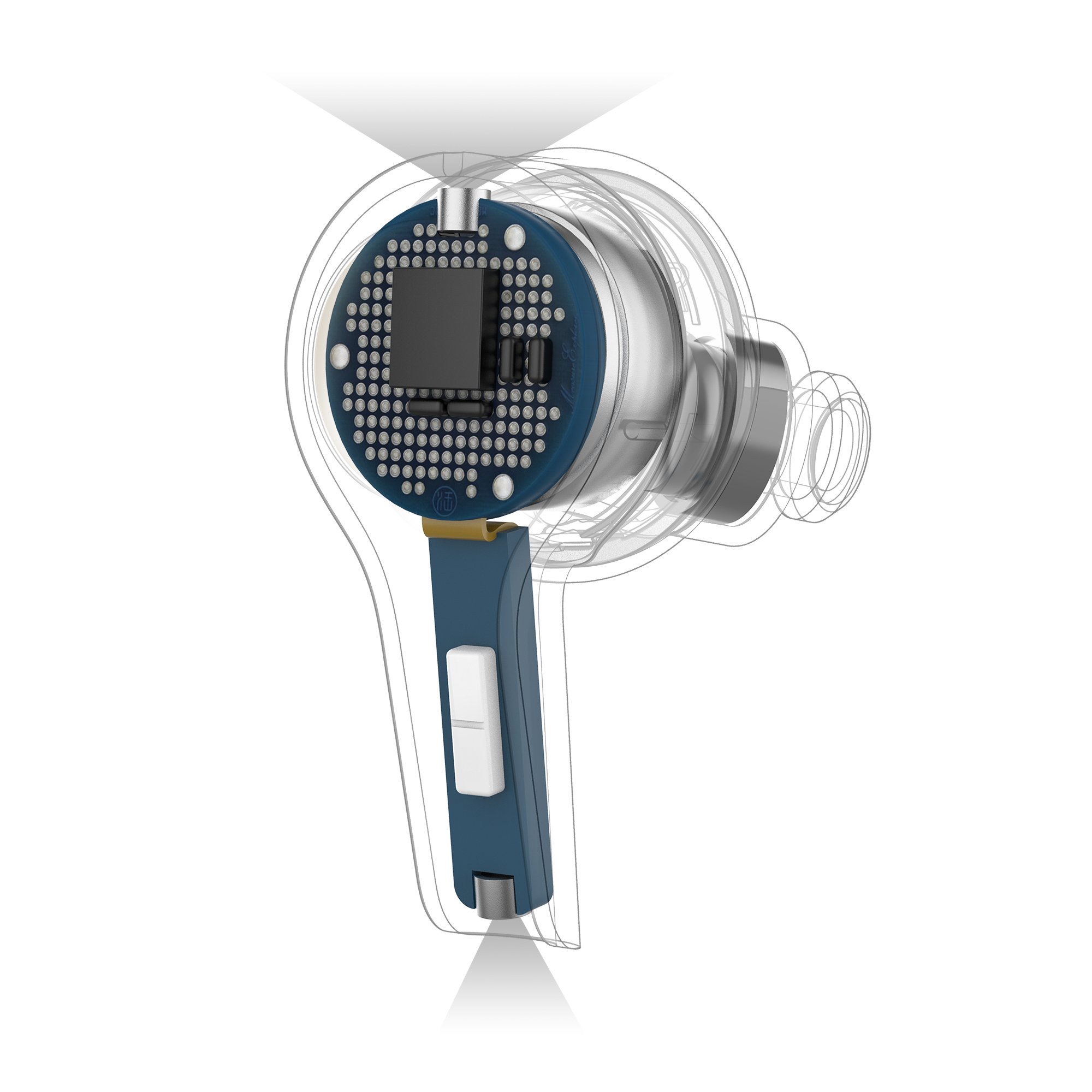 Graphic of microphone placement in the JBuds Air Executive True Wireless Earbuds
