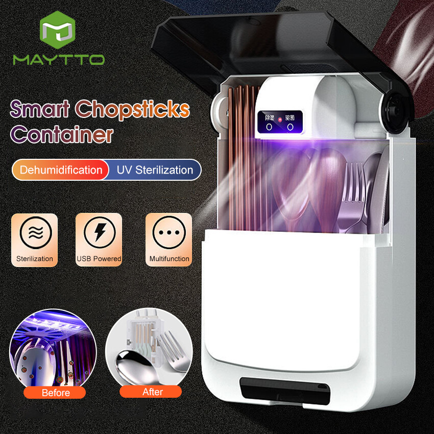 Maytto giỏ đựng đũa giá đựng đũa chống bụi gia dụng nhà bếp kèm nắp giá máy sấy không khí giỏ đũa khử trùng gắn tường bộ đồ ăn giá lưu trữ thông minh máy khử trùng