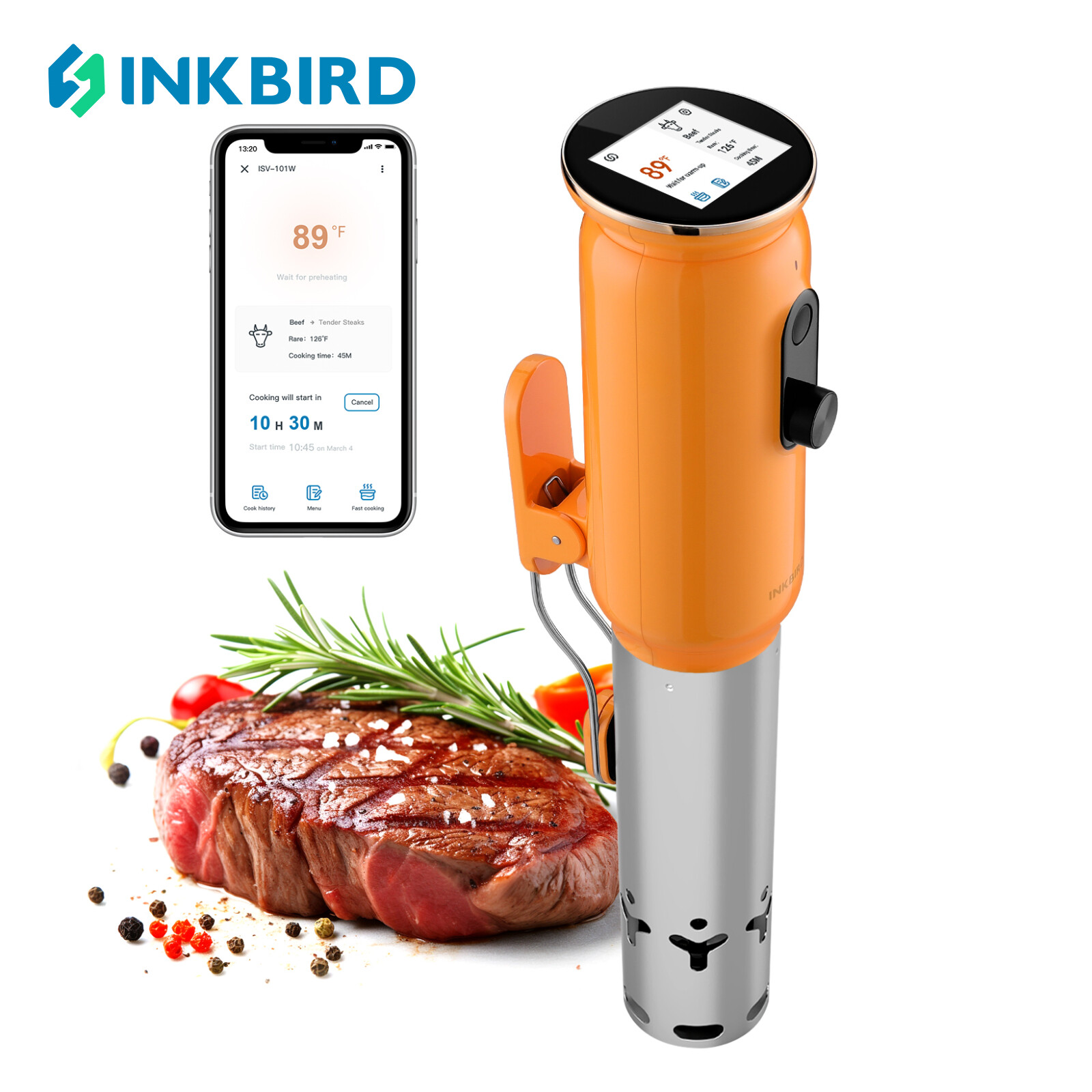 INKBIRD Newest ISV-101W WiFi Sous Vide Machine Rotary Button 1000W Sous Vide Cooker ราคา 3,427 บาท*ส่งฟรี
