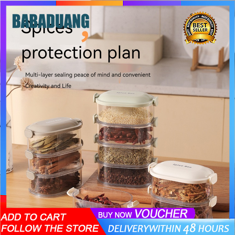 Hộp gia vị hành tây Kệ để đồ nhà bếp Stackable container với mạnh mẽ con dấu kín gia vị cho hai lớp tiết kiệm không gian gia vị lưu trữ thực phẩm cấp