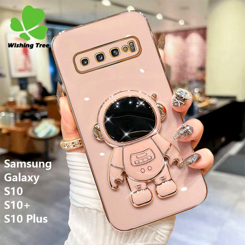 Ốp Lưng Điện Thoại Mềm Mạ Vàng Sang Trọng Giá Đỡ Phi Hành Gia Cho Samsung Galaxy S8 / Samsung Galaxy S8 Plus / Samsung Galaxy S9 / Samsung Galaxy S9 Plus / Samsung Galaxy S10 / Samsung Galaxy S10 Plus