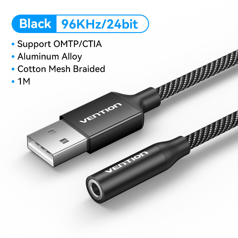 Vention USB Card âm thanh ngoài thông minh ANC âm thanh sắc nét hỗ trợ OMTP/CTIA cho tai nghe Microp