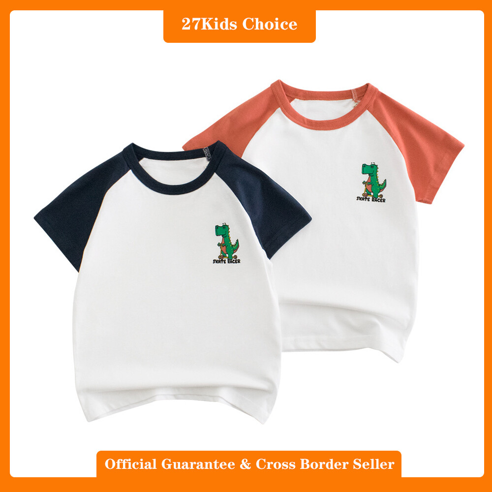 27Kids Choice Korean version children's clothing short sleeved t-shirt 2024 summer children's base shirt men's baby clothes dinosaur ราคา 159 บาท*ส่งฟรี