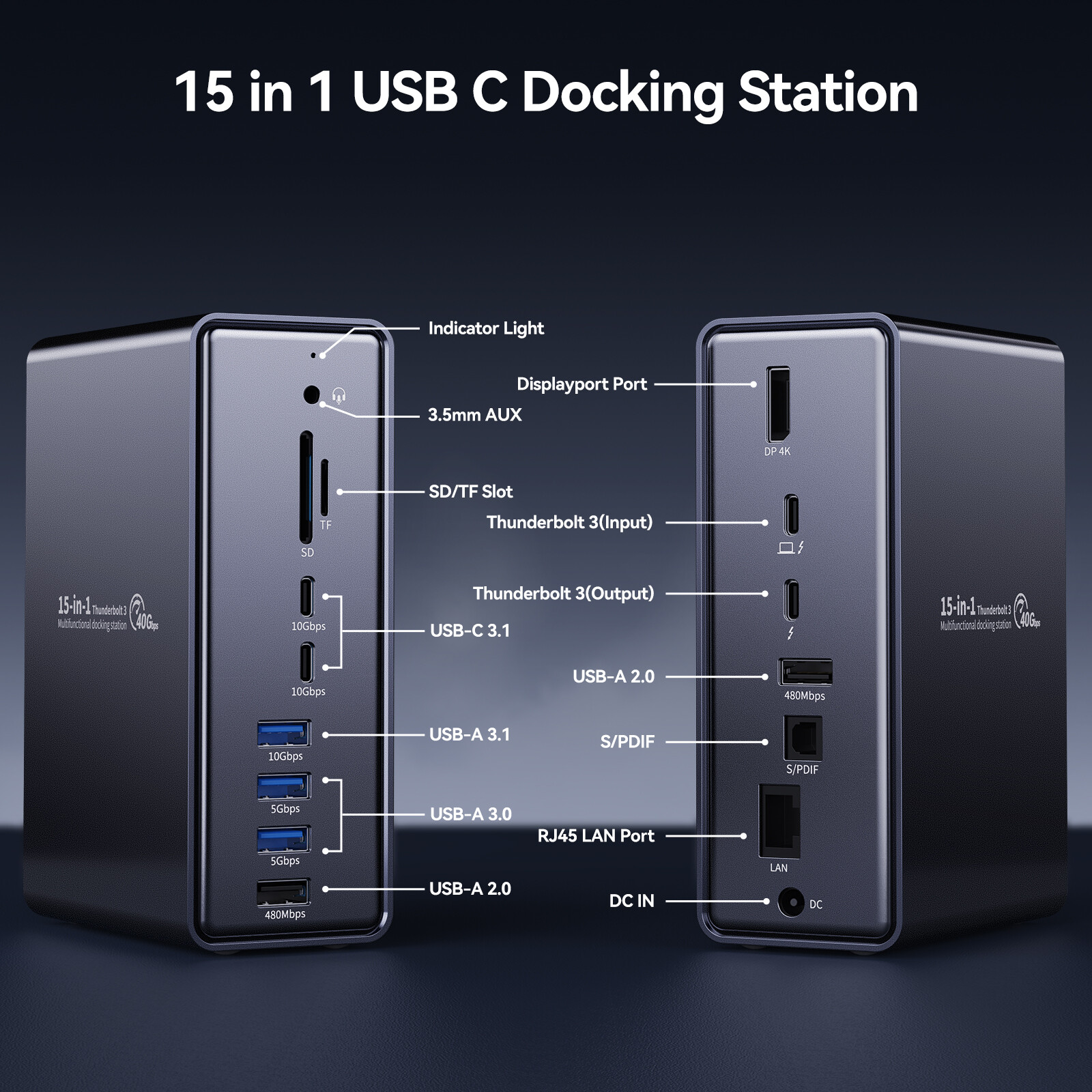 ORICO Bộ Sạc Thunderbolt 3 Bộ Chuyển Đổi Tương Thích Type C Sang HDMI Bộ Chia HUB 4K 60Hz USB 3.0 3.