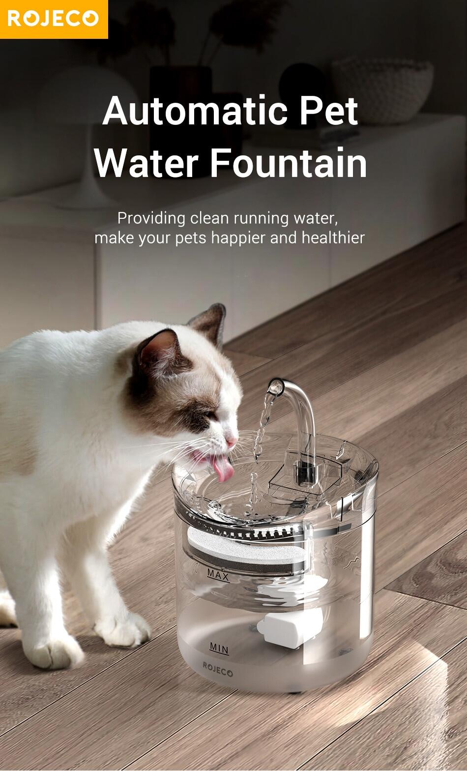 bộ lọc vòi nước rojeco 2l cho mèo máy uống nước cảm biến tự động cho mèo máy cấp nước cho thú cưng máy lọc nước cho thú cưng đài phun nước uống tự động cho mèo 1