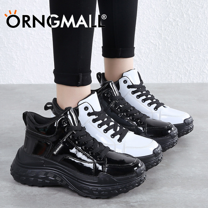 ORNGMALL Women Thick Sole Casual Shoes High Top Sneakers Korean Fashion Martin Boots Large Size Women's Shoes 35-41 Comfortable Soft Sole Walking Shoes Non-slip Running Shoes ราคา 1,115 บาท*ส่งฟรี