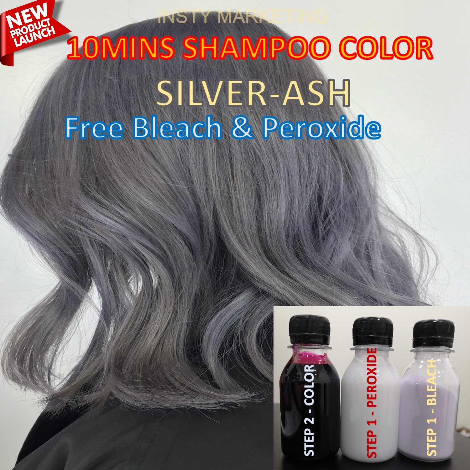 Gambar Direct SilverASH HairColor Kit(10minutes)100ml+Free Bleach Peroxide(100ml)
