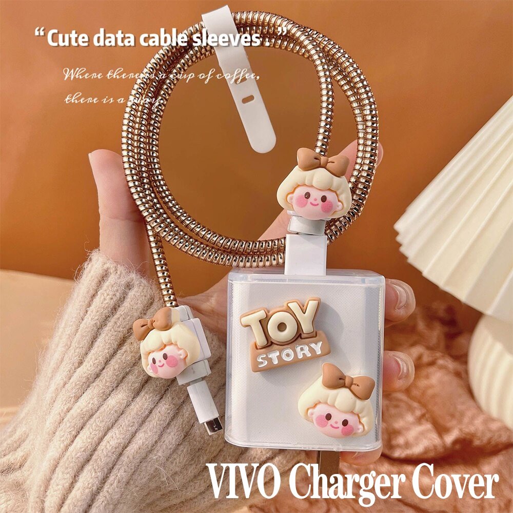 Ốp sạc vivo ốp bảo vệ cáp sạc cho nữ dễ thương/ốp bảo vệ dây/ốp sạc trong suốt tương thích với vivo