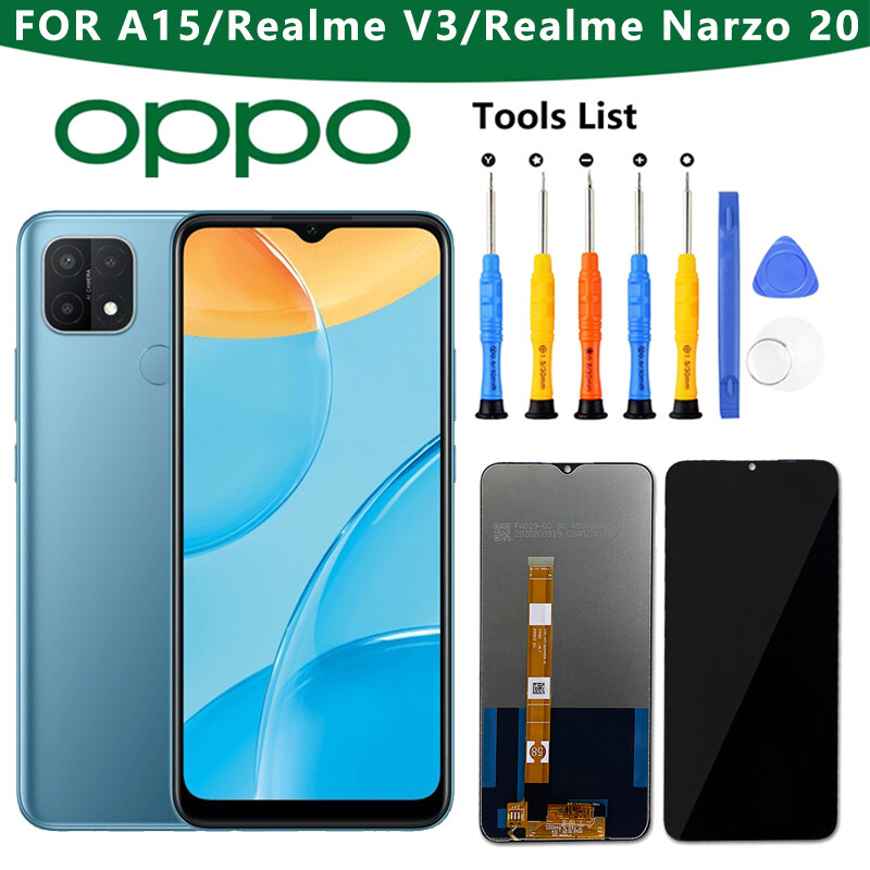 6.52 "ban đầu cho Oppo A15 Màn hình LCD cph2185 Bộ linh kiện số của màn hình cảm ứng thay thế linh kiện sửa chữa cho Realme V3/Realme narzo 20 LCD