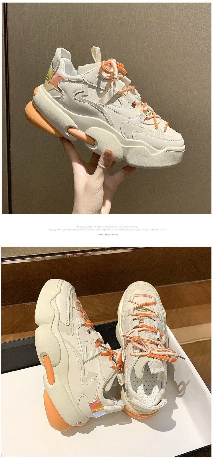 Giày Nữ Thời Trang Hàn Quốc Giày Da PU Đế Dày Nâng Cao Chống Thấm Nước Giày Thể Thao Ngoài Trời