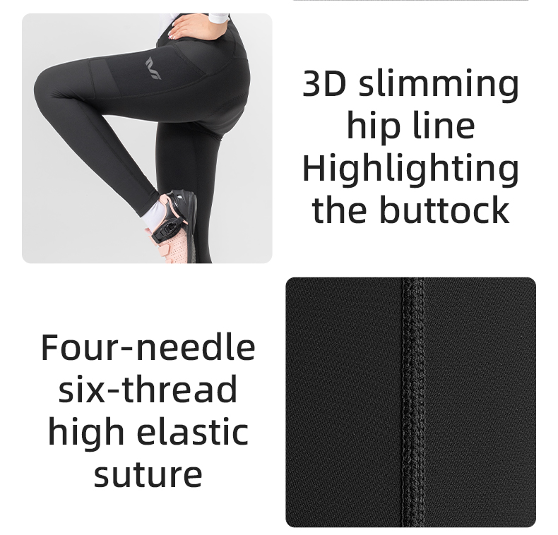 【TVI】ROCKBROS Cycling Pants Women 3D Shockproof Slim MTB Road Bike Long Pants Windproof Warm Reflective Bicycle Pants for Women