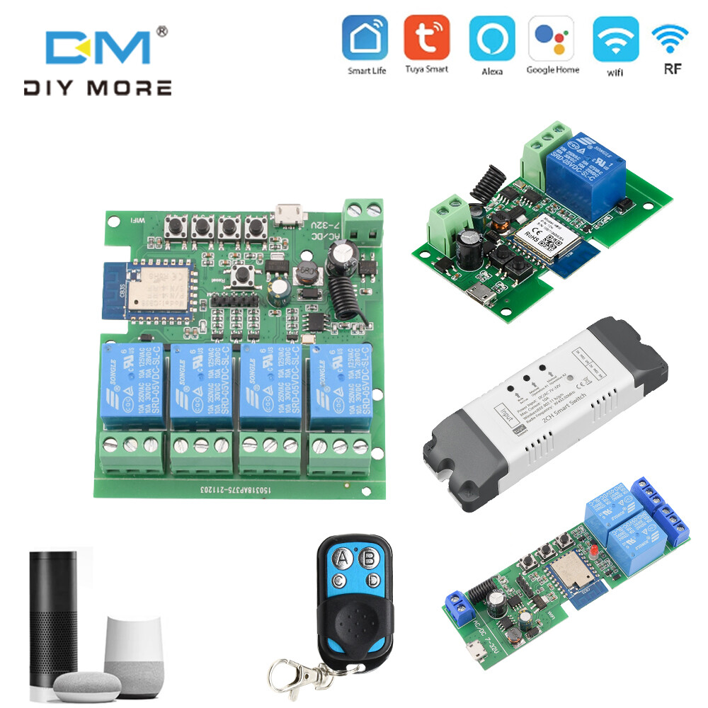  diymore USB 5V DC7-32V 1 2 4 kênh Wifi Bộ hỗ trợ điều khiển từ xa mô-đun chuyển đổi hỗ trợ điều khiển wifi từ xa collocation 433Mhz tần số vô tuyến điều khiển từ xa 