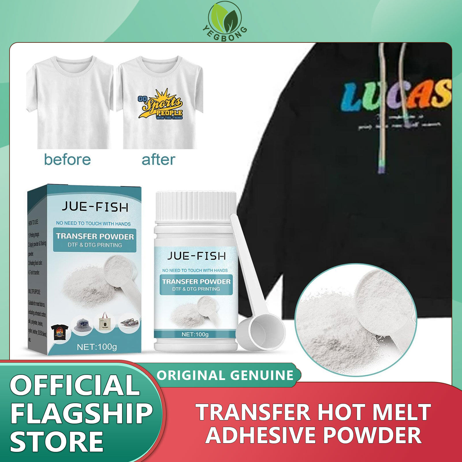 Yegbong Hot Melt Adhesive Powder For Sublimation To Cotton,transfer Plastisol DTF Printer Transfer Powder 100g/3.5oz Fine Hot Melt Adhesive Powder DTF Hot Melt Adhesive Powder For All Fabric T-Shirt Jeans Cotton - ยี่ห้อ YEGBONG ราคา 178 บาท*ส่งฟรี