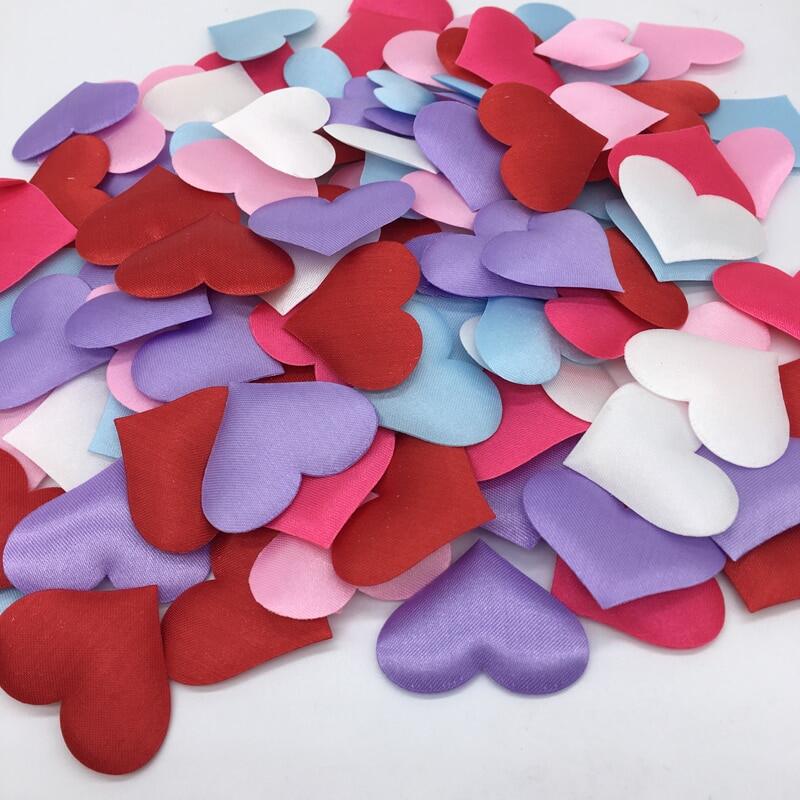 100pcs 3 5cm Diy Heart Petals Wedding Decorations Satin Gold