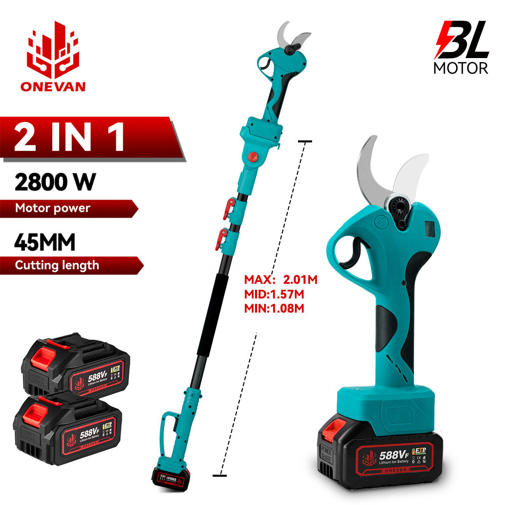 230CM Cordless High Branch Scissor 45mm Brushless Telescoping Pole Pruning Shear 2 IN 1 Cordless Trimmer Garden Pruning Tool For Makita 18V Battery ราคา 3,128 บาท*ส่งฟรี