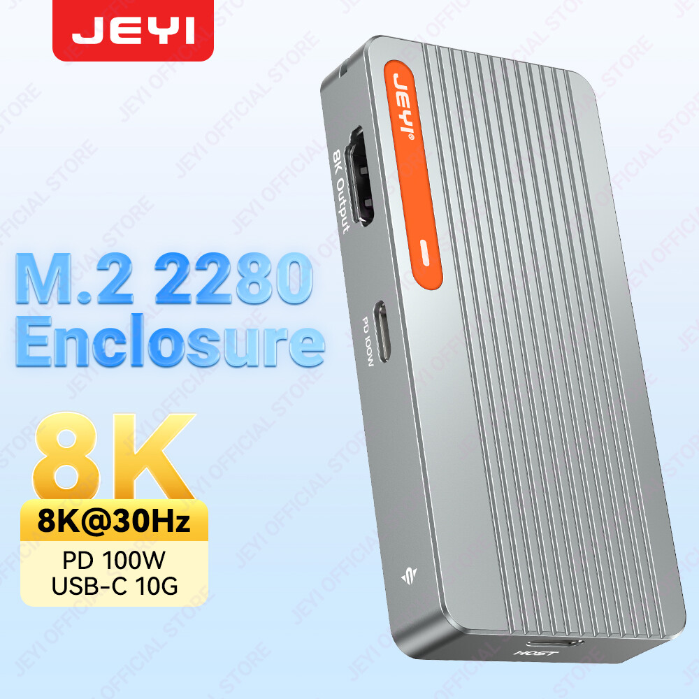 Jeyi M.2 NVMe 2280 SSD Bộ chuyển đổi có vỏ bao vỏ nhôm với usb3.2 10gbps HDTV/dp ở sạc nhanh 100W cho đầu ra video 8k/4K.