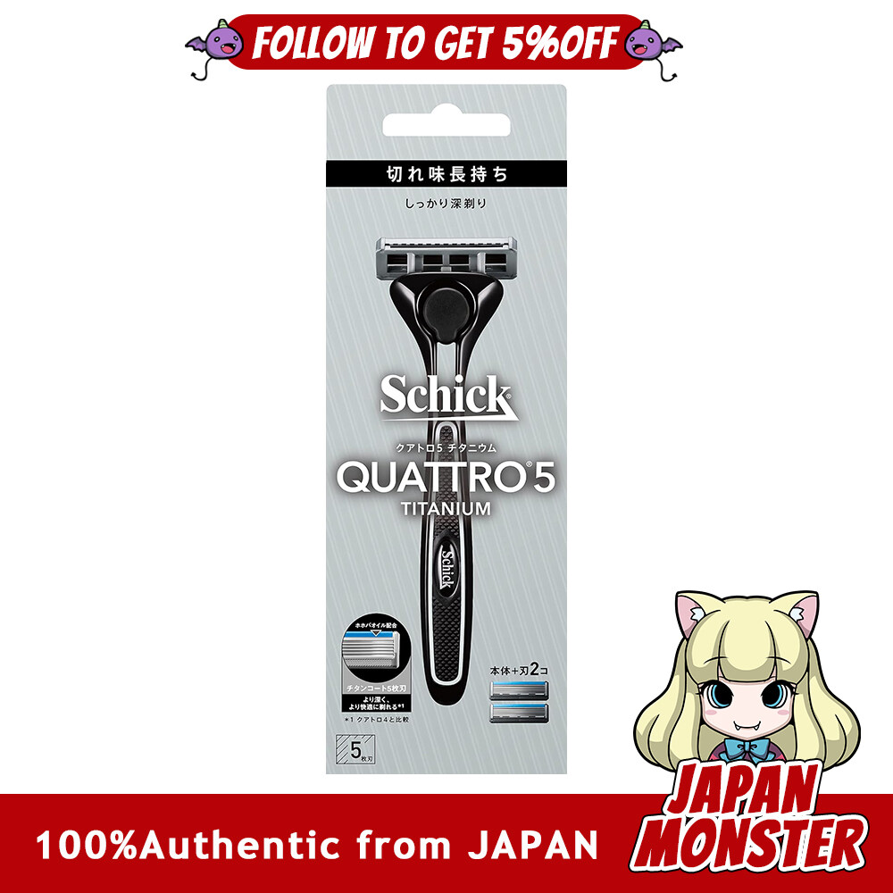 Schick Quattro 5 Titanium Holder with Blade + 1 Replacement Blade Shaving Razor Japan