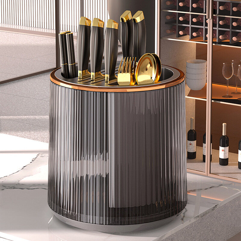 Gambar Multifunctional Kitchen Rotary Holder Chopsticks Drain Storage Rack Kitchenware Rack Storage Tube