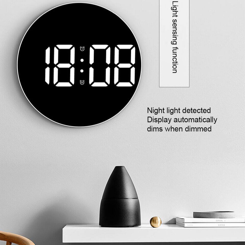 Đồng hồ treo tường kỹ thuật số led lớn 9 inch đồng hồ treo tường phòng khách hiển thị ngày tuần nhiệt độ điều khiển từ xa đồng hồ báo thức điện tử