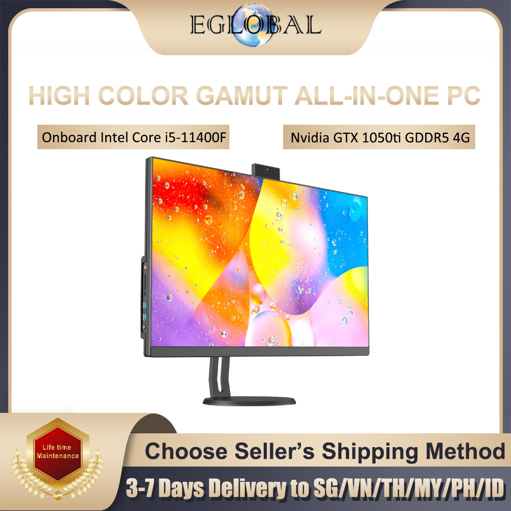 Eglobal 2023 NEW 27inch All-in-one Desktop Computer Complete sets Intel core i5-11400F GTX 1050TI Windows 10 Office Gaming Desktop PC Set PC Full Business Office Online Class 3 years warranty ราคา 35,159 บาท*ส่งฟรี