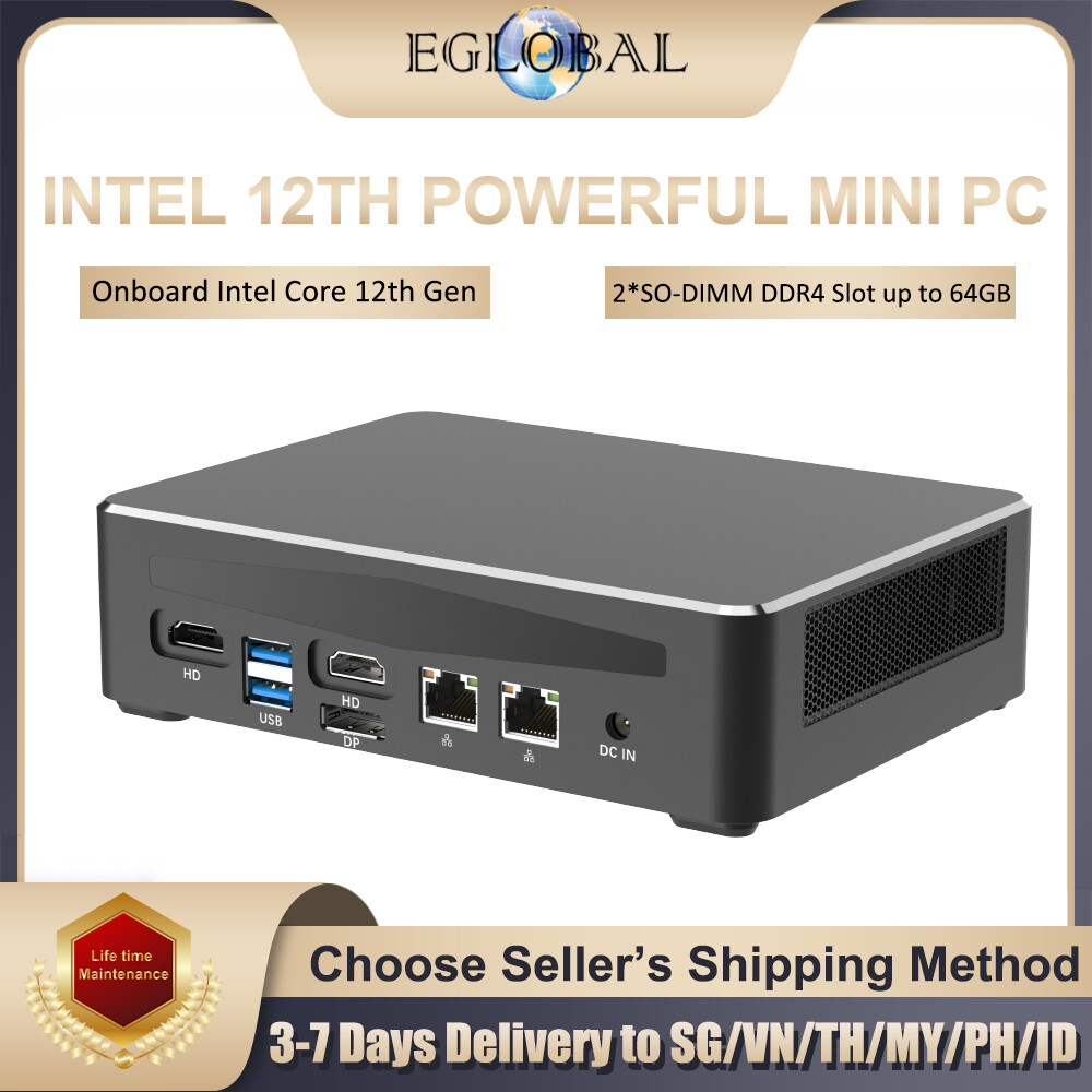 Eglobal F9 Pro Intel 12th Core Mini Computer Gamer i7 1260P NVME Max 2TB 2x4K HDMI 2.5G LAN Mini PC Windows 11 WiFi Desktop Computer ราคา 22,367 บาท*ส่งฟรี