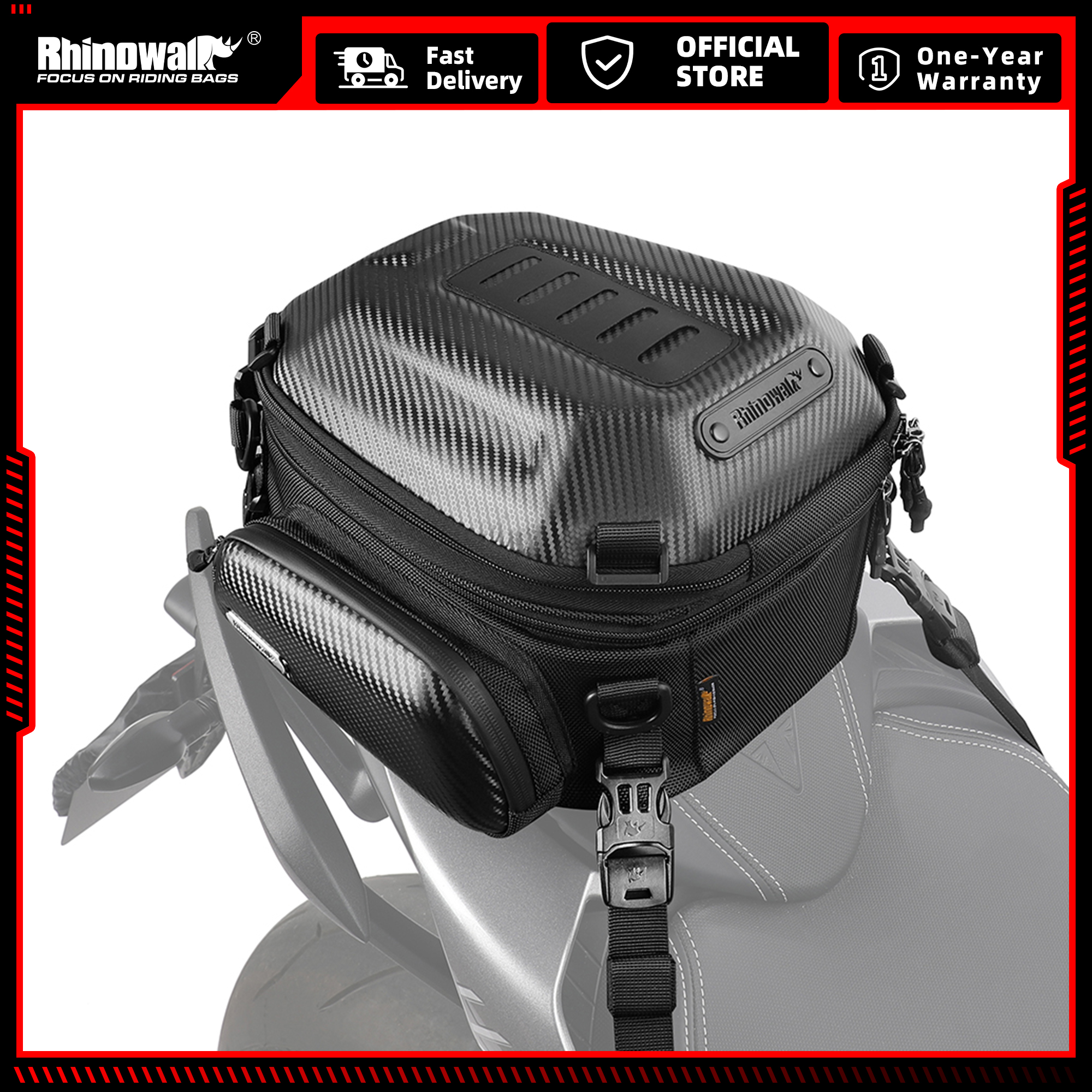 Rhinowalk Motorcycle Rear Seat Bag 12L-18L Hard Shell Waterproof Motorcycle Tail Bag Saddle Bag Outdoor Travel Luggage Storage Everyday Backpack Rider Bag Motorcycle Accessories ราคา 2,798 บาท*ส่งฟรี
