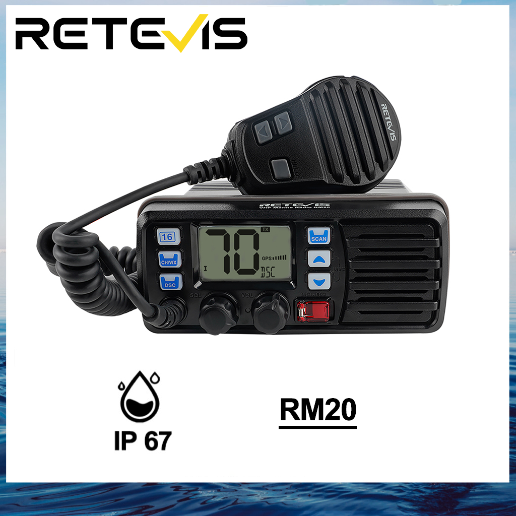 Retevis RM20 Marine Transceiver, Fixed Mount VHF Radios, GPS IP67 Waterproof Mobile Transceiver, 25W Triple Watch Marine Two Way Radios with Loudspeaker for Boats(1 Pack) ราคา 8,059 บาท*ส่งฟรี