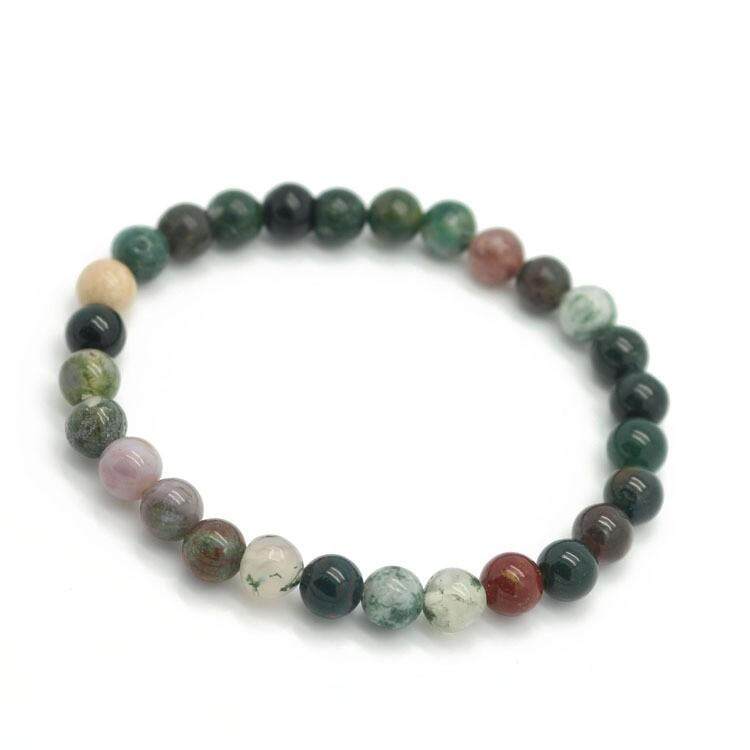 Natural India Agate Healing Crystal Stretch Beads Bracelet Unisex 6/8/10/12mm