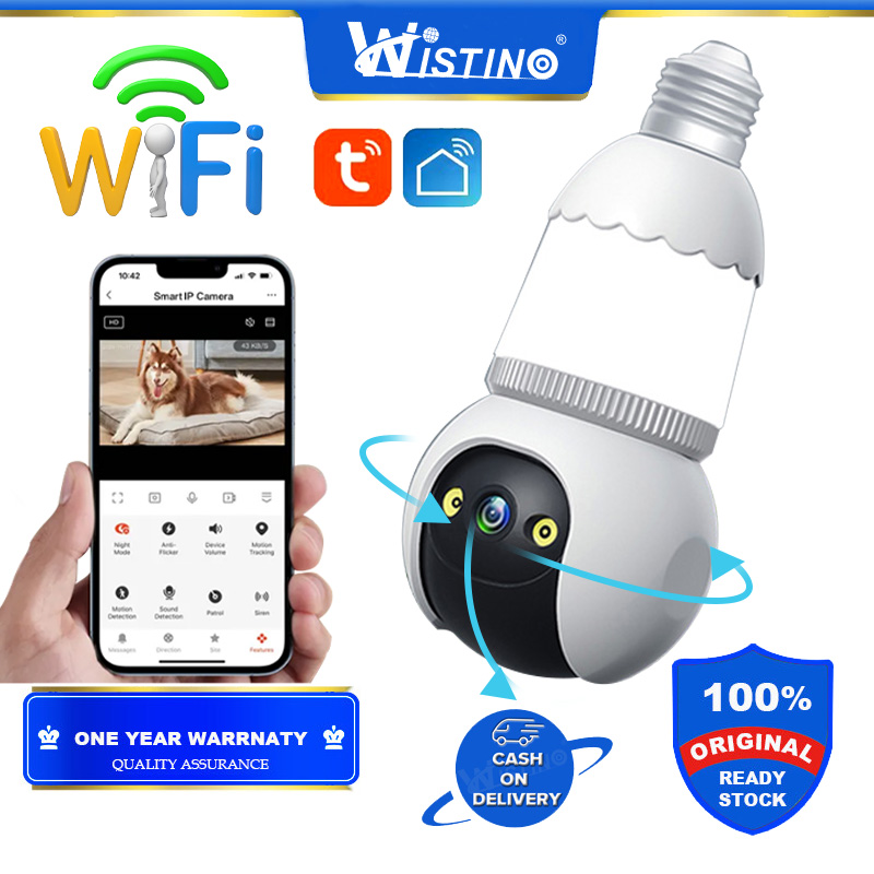 Wistino E27 Bulb Camera 5MP HD Bulb&Camera Two-way Talk Security Surveillance CCTV Auto Tracking Camera With Floodlight Tuya Smart Life ราคา 1,260 บาท*ส่งฟรี