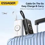 Essager pd30w 10000mAh sạc dự phòng S xách tay màn hình hiển thị kỹ thuật số được xây dựng trong Type-C Cáp sạc nhanh 10000mah sạc dự phòng S cho iphone16 15 Huawei Mate XT Xiaomi Samsung máy tính bảng iWatch tai nghe bộ sạc điện thoại nhanh Loại C sạc dự