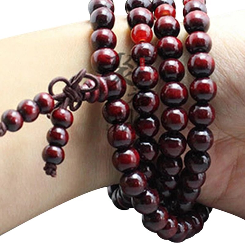 108 Natural Sandalwood Buddhist Beads Bracelet Men Women 8mm Buddhist Meditation Prayer Beads Pendant Decoration