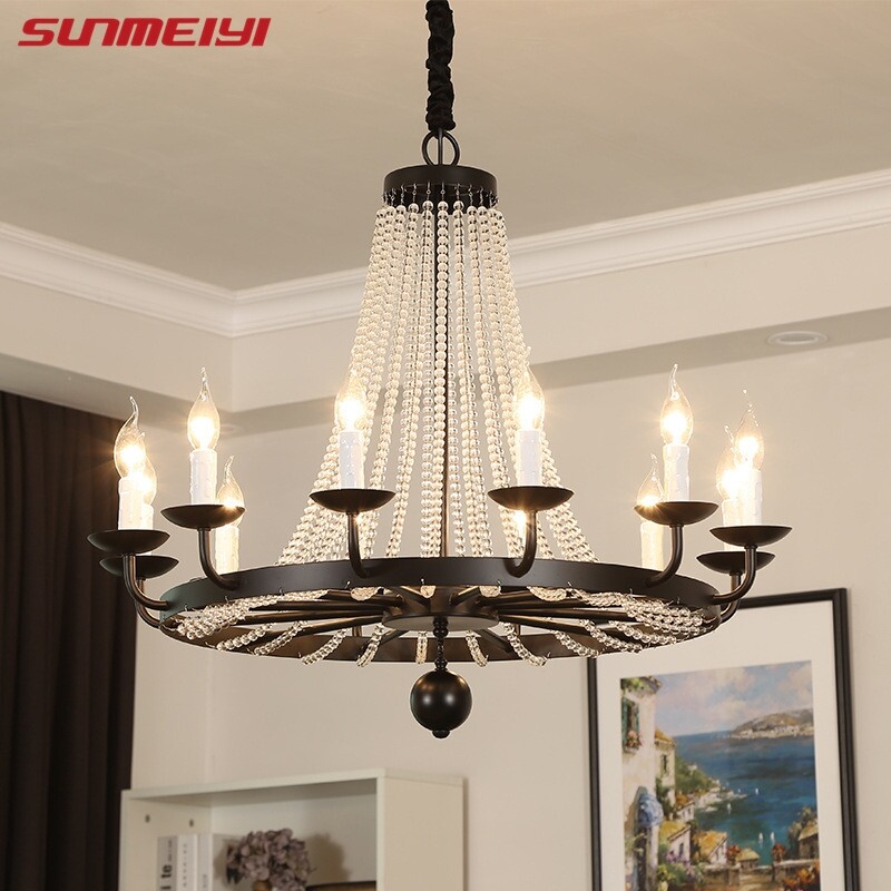 Modern Candle Crystal Pendant Lamps For Living Room Restaurant Rustic Industrial Chandelier Lustre Ring Farmhouse Hanging Lights ราคา 8,604 บาท*ส่งฟรี