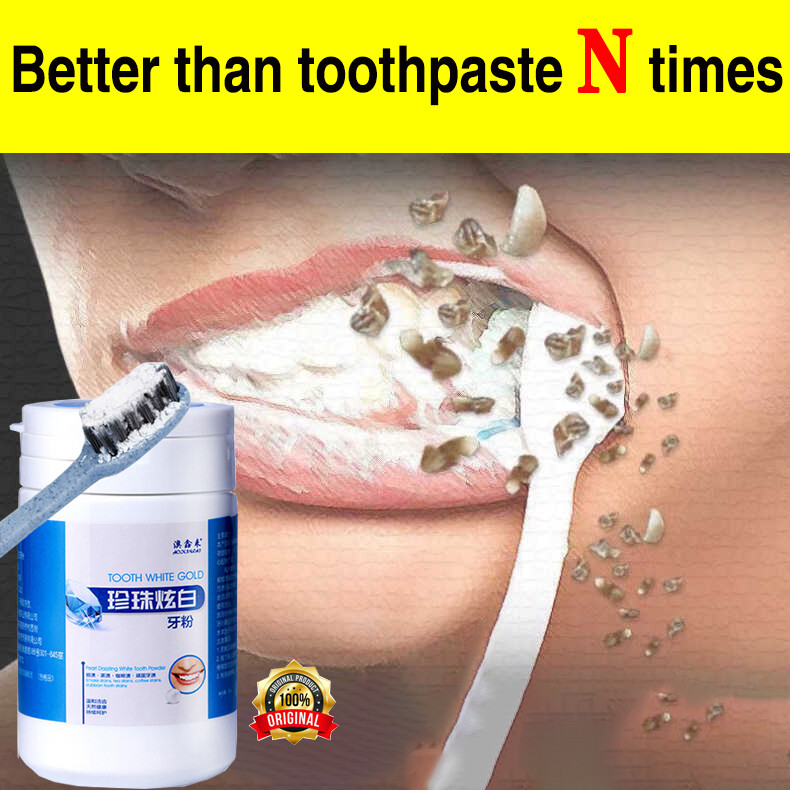 Gambar Teeth tartar Teeth whitening Teeth Ubat gigi pemutih Pemutih gigi Cleaning Dental Mouth calculus health pearl  ????? nafas berbau mulut white tooth powder No irritation No side effects 50 g for men and women