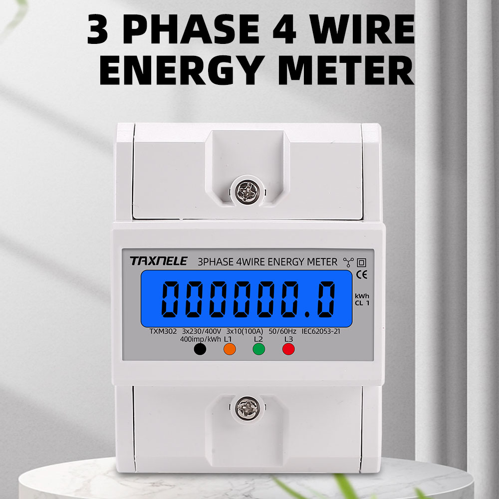 Din rail 380v 3 pha 4 dây watt điện tử công suất tiêu thụ đồng hồ đo năng lượng wattmeter kwh 100a ac 50hz 60hz đèn nền lcd