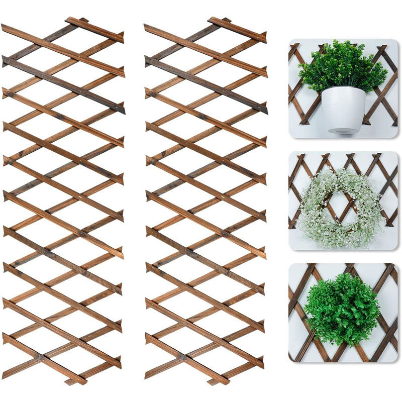Expandable Garden Plant Trellis Wooden Expanding Panels Garden Fence Vertical Rack Stand for Climbing Plants Wall Decor Hanging Frame