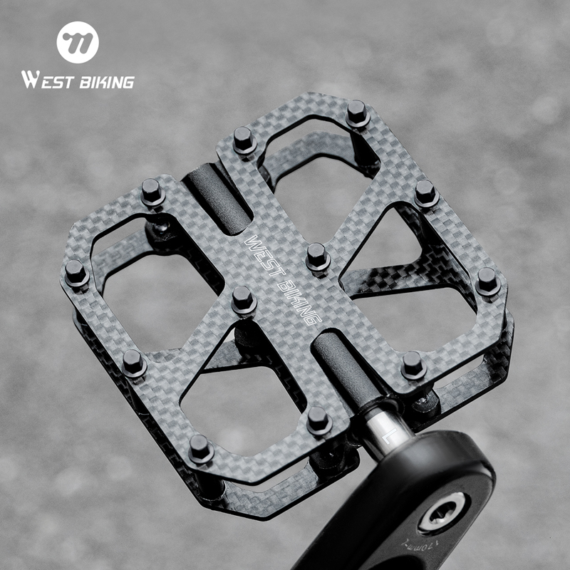 WEST BIKING T700 Carbon Fiber Bicycle Pedals Titanium Alloy Shaft Lightweight Anti-Slip Flat Pedal 3 Sealed Bearings Cycling Pedal MTB Road Bike Accessories ราคา 3,497 บาท*ส่งฟรี
