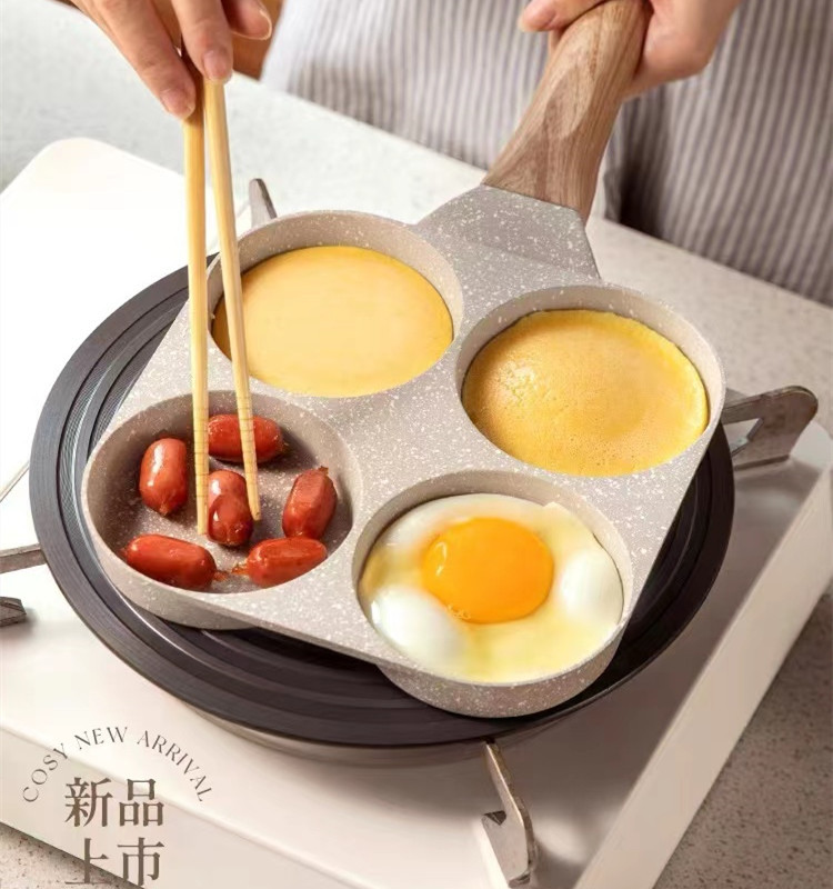 Gambar Maifan Stone Non Stick Egg Burger Four hole Frying Pan Induction Cooker Universal Mini Fried Egg Pan